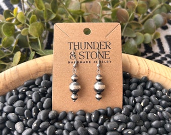 Western, Minimalist, Navajo, Style, Pearl, Earrings with 6mm and 10mm Sterling Silver Pearls, Handmade, Earrings