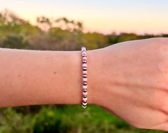 Pink Conch and Sterling Siler Navajo Style Pearl Bracelet | Adjustable Lenth
