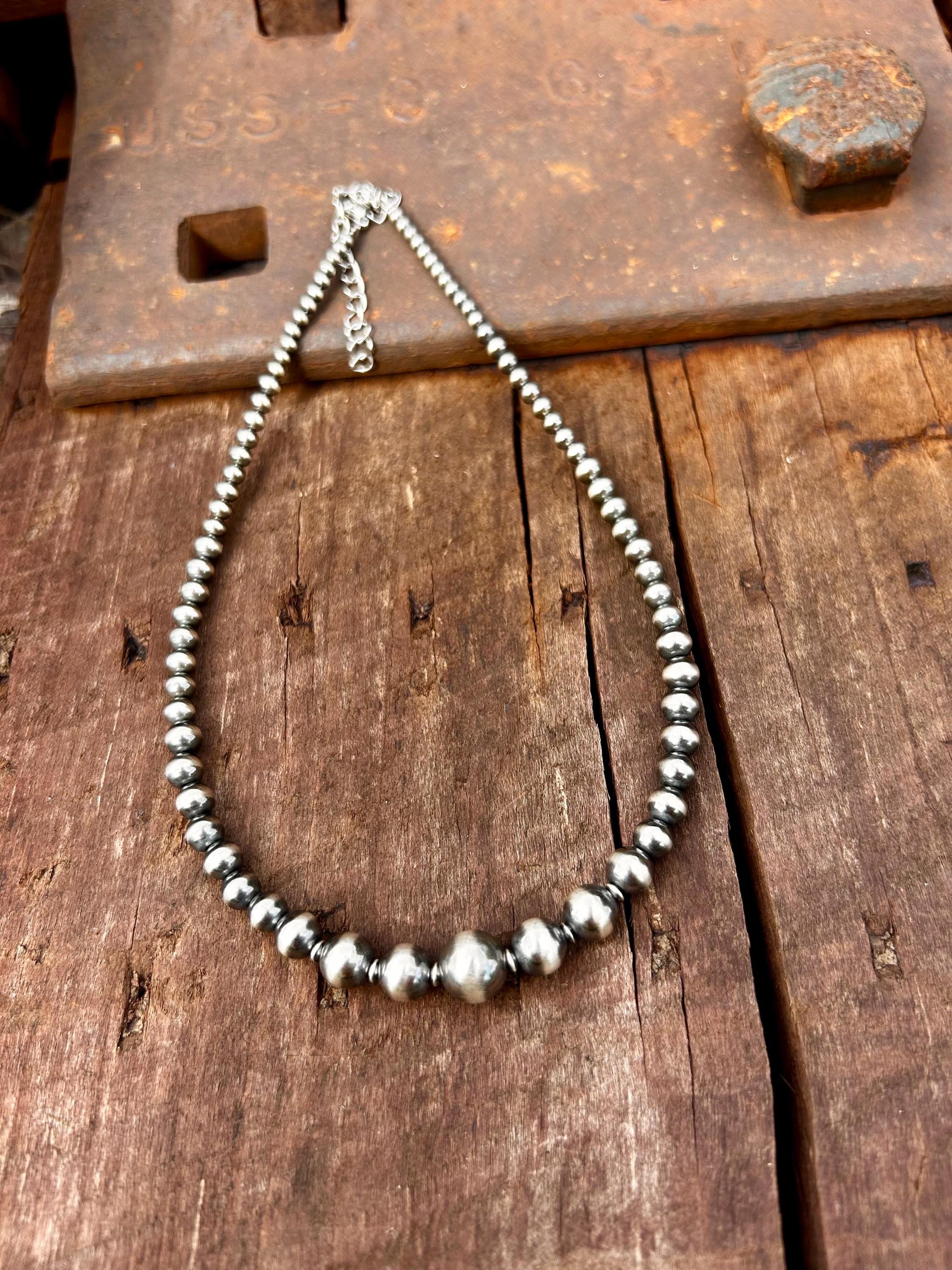 Graduated Sterling Silver Navajo Style Pearl Choker Necklace - Etsy