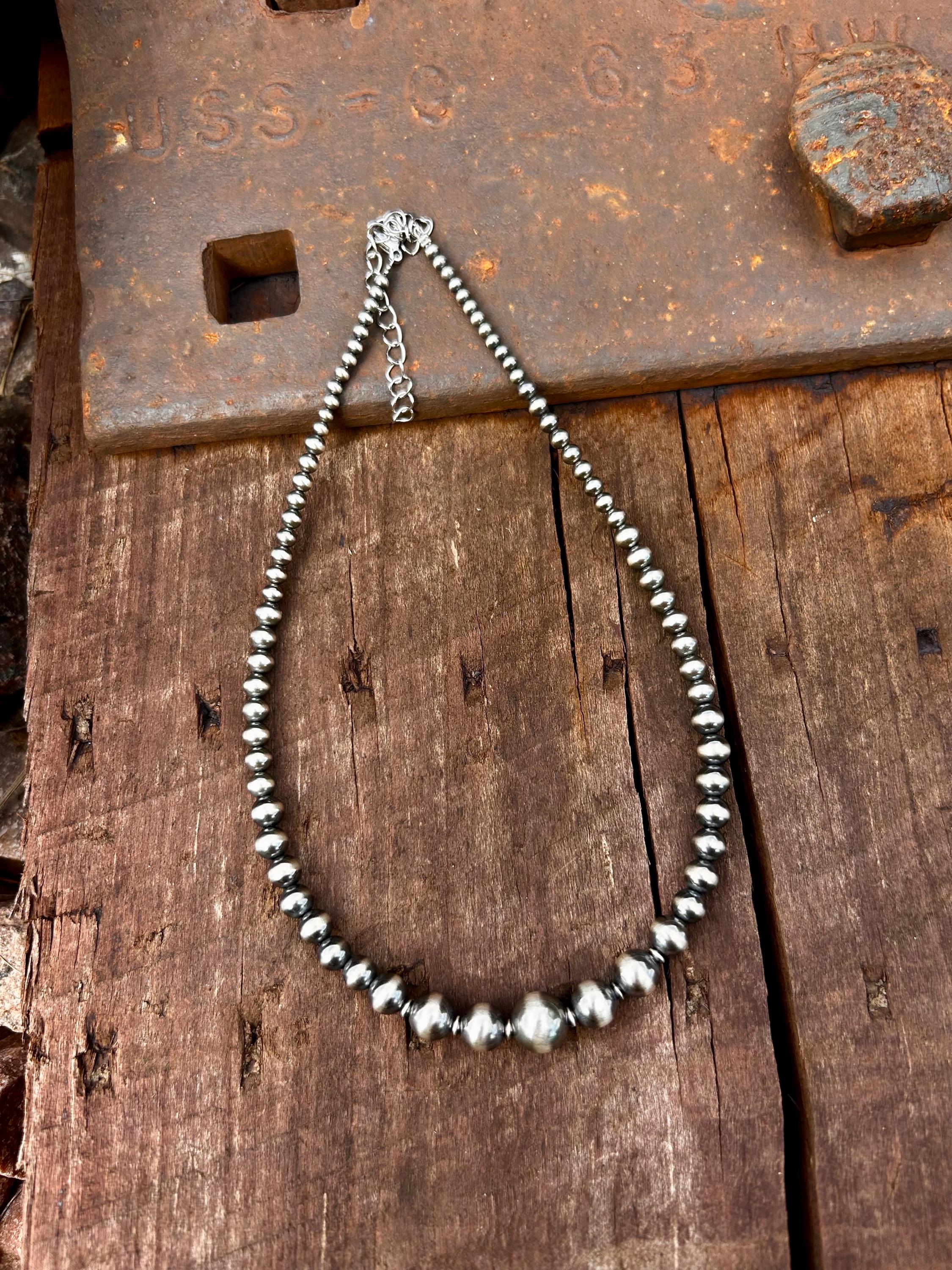 Graduated Sterling Silver Navajo Style Pearl Choker Necklace - Etsy
