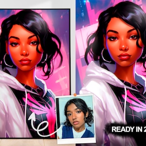 Personalisiertes Miles Morales, individuelles Gwen-Portrait, Spider-Man-Valentinstagsgeschenk, Spider-Vers-Portrait, individuelles Spider-Vers-Portrait, Auftragsarbeit