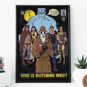 Watchmen, quem está observando quem? Capa de revista em quadrinhos da DC, impressão A4 ou A3 em cartão