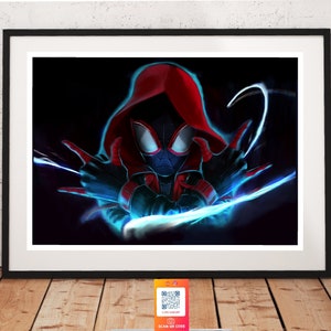 Impresión en cartulina tamaño A4 o A3 de la obra de arte de Spider-Man, Miles Morales