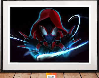 Spider-Man, Miles Morales artwork A4 or A3 Print on Card