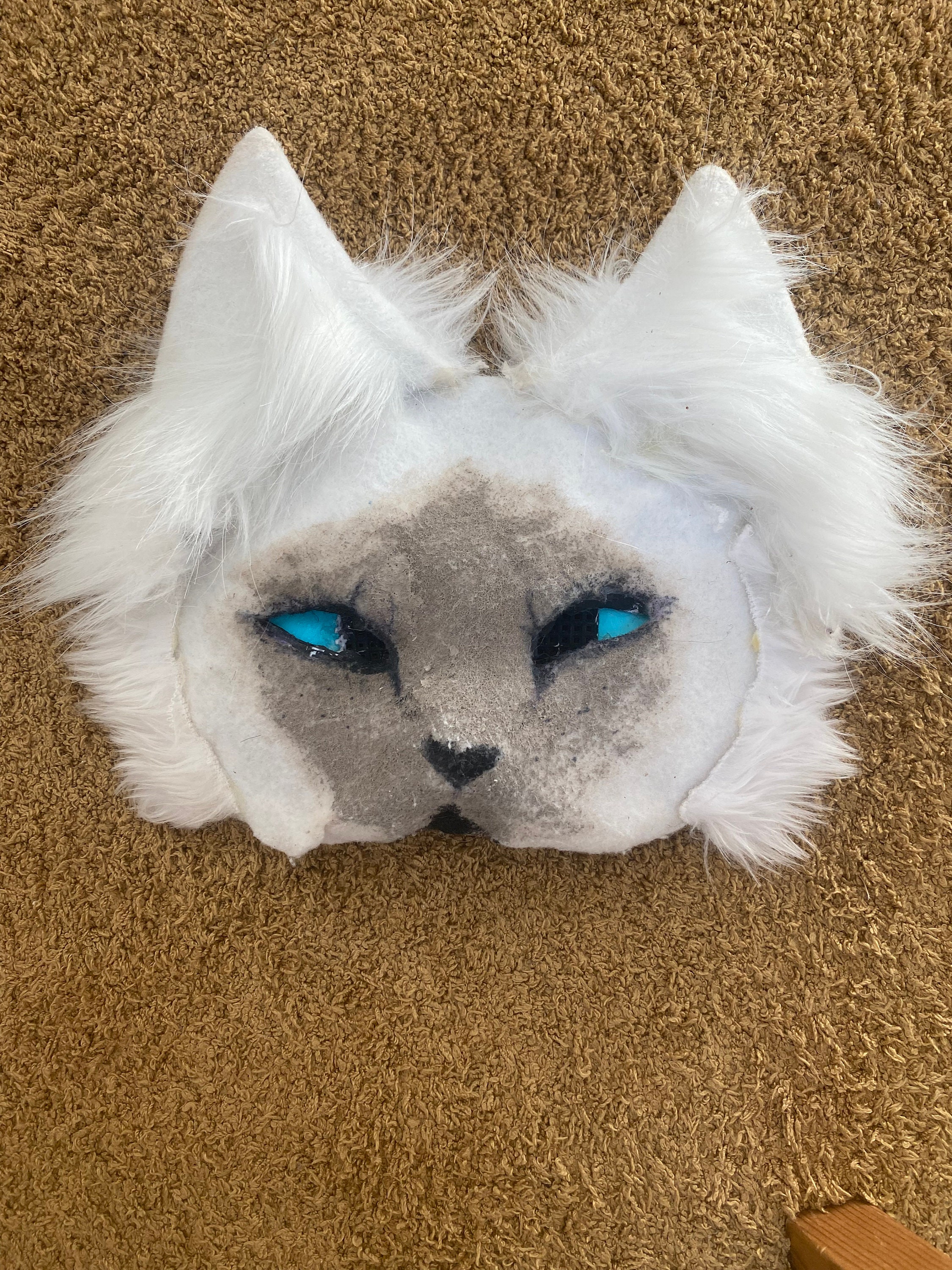 Hand Painted Felted Therian Cat Mask 