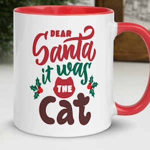 Christmas Cat Mug // Cat Themed Gifts, Cadeau de Noel, Xmas Coffee Cup, Christmas Gift, Holiday Mug