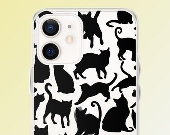Black Cat Pattern Phone Case: Spooky Magic Design
