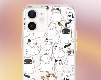 Ghost Cat iPhone Case - Ghostly Purrs - Protective Phone Cover