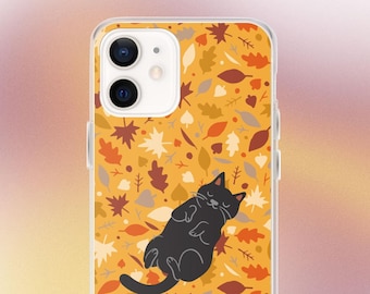 Fall Cat iPhone Case - Leafy Dreams - Autumn Cat Phone Cover