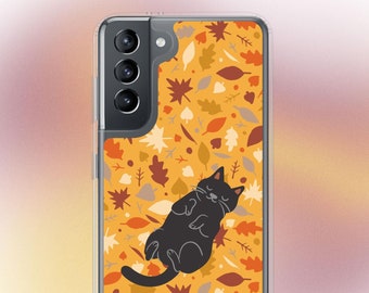 Fall Cat Phone Case - "Leafy Dreams" - Samsung