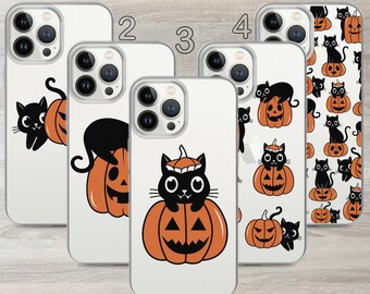Pumpkin Cat iPhone Case: Clear Halloween Fall Design