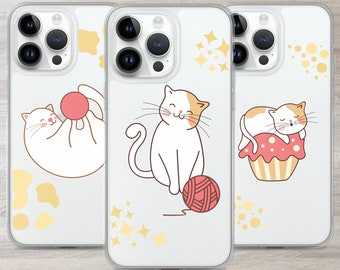 Clear Cat Phone Case – Playful Kitten Design, Drop-Proof