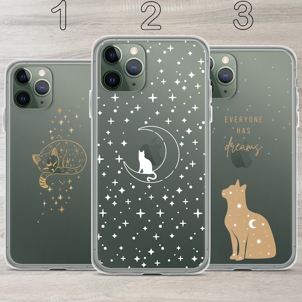 Celestial Cat Phone Case - Space Cat Case, Clear Phone Case, Celestial Case, For iPhone and Samsung Galaxy