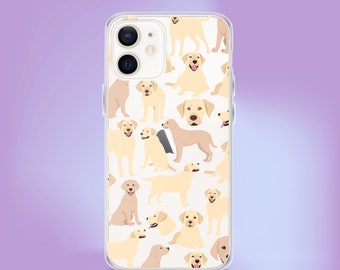 Labrador Dog Clear Phone Case: Playful Puppy Pattern