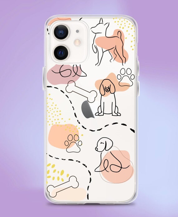 Abstract Dog Outline Clear Phone Case: Dog Lover Gift