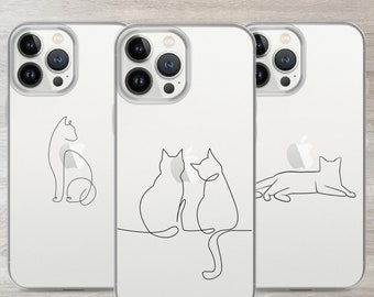 Cat Pose Phone Case - Clear Minimalist Trendy - Fits All iPhones