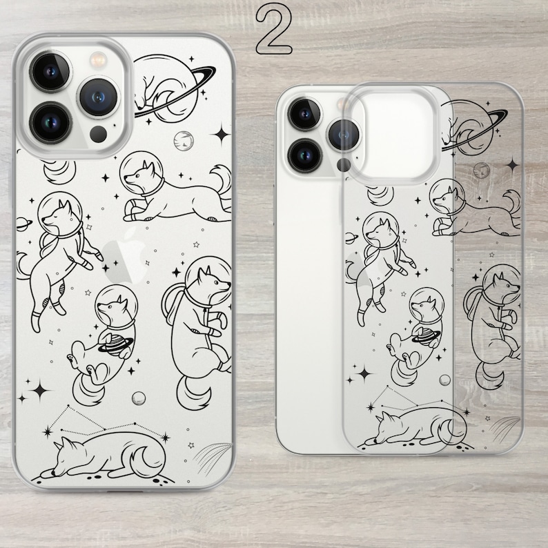Przezroczyste etui na telefon Space Dog: niebiański design iPhone'a i Galaxy zdjęcie 4