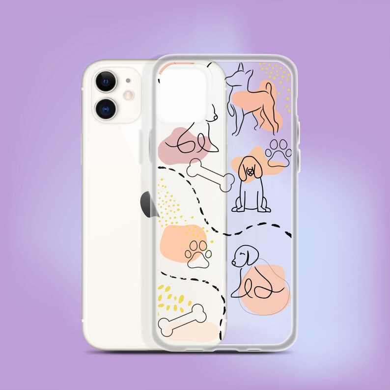 Abstract Dog Outline Clear Phone Case: Dog Lover Gift image 4