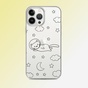 Space Cat Case with Planets - Celestial Cat Lover Gift - Cosmic Cat Phone Case