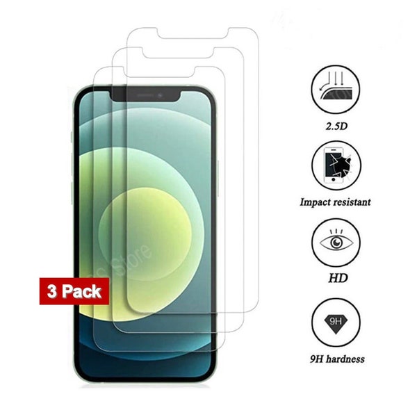 3xPanzerfolie iPhone 13 12 11 XR XS X 8 7 pro max mini DisplaySchutz hartglas 9H