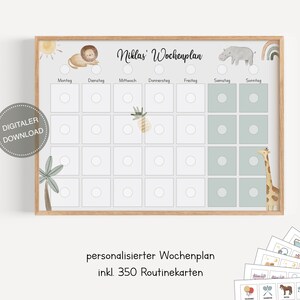 Plano semanal Montessori para crianças personalizado "Safari" / plano de rotina para crianças / rotina diária / download digital para imprimir