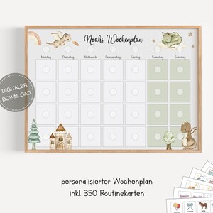 Plano semanal Montessori para crianças personalizado "Dragão" / Plano de rotina para crianças / Rotina diária / Download digital para imprimir