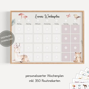 Plano semanal montessori para crianças personalizado "Animais da floresta" / plano de rotina para crianças / rotina diária / download digital para imprimir
