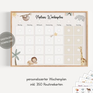Plano semanal Montessori para crianças personalizado "Safari" / plano de rotina para crianças / rotina diária / download digital para imprimir