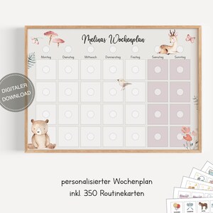Plano semanal montessori para crianças personalizado "Animais da floresta" / plano de rotina para crianças / rotina diária / download digital para imprimir