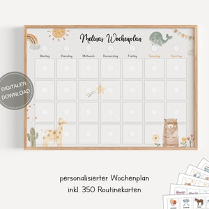 Plano semanal Montessori para crianças personalizado "Urso e Girafa" / Plano de rotina para crianças / Rotina diária / Download digital para imprimir