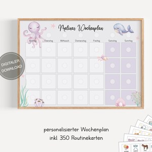 Plano semanal montessori para crianças personalizado "Animais marinhos" / plano de rotina para crianças / rotina diária / download digital para imprimir