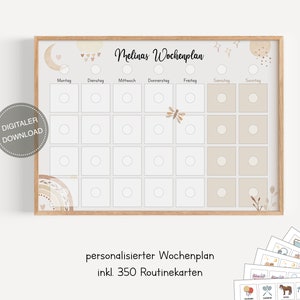 Plano semanal Montessori para crianças personalizado "BOHO" / plano de rotina para crianças / rotina diária / download digital para imprimir