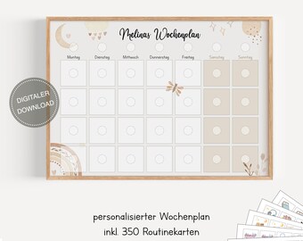Montessori weekly plan for children personalized "BOHO" / routine plan for children / daily routine / digital download for printing