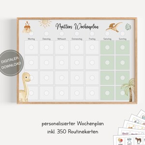 Plano semanal Montessori para crianças personalizado "Dinossauros" / Plano de rotina para crianças / Rotina diária / Download digital para imprimir