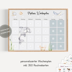 Plano semanal montessori para crianças personalizado "Animais marinhos" / plano de rotina para crianças / rotina diária / download digital para imprimir