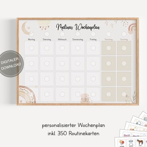 Plano semanal Montessori para crianças personalizado "BOHO" / plano de rotina para crianças / rotina diária / download digital para imprimir