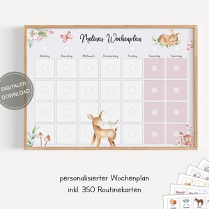 Plan semanal Montessori para niños personalizado "Ciervo" / plan de rutina para niños / rutina diaria / descarga digital para imprimir