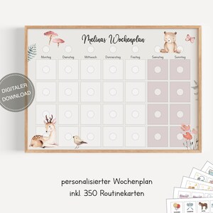 Plano semanal montessori para crianças personalizado "Animais da floresta" / plano de rotina para crianças / rotina diária / download digital para imprimir