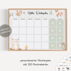 Plano semanal montessori para crianças personalizado "Animais da floresta" / plano de rotina para crianças / rotina diária / download digital para imprimir