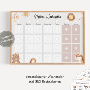 Plano semanal Montessori para crianças personalizado "BOHO" / plano de rotina para crianças / rotina diária / download digital para imprimir
