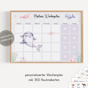 Plano semanal montessori para crianças personalizado "Animais marinhos" / plano de rotina para crianças / rotina diária / download digital para imprimir
