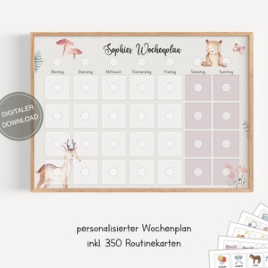 Plano semanal montessori para crianças personalizado "Animais da floresta" / plano de rotina para crianças / rotina diária / download digital para imprimir