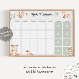 Plano semanal montessori para crianças personalizado "Animais da floresta" / plano de rotina para crianças / rotina diária / download digital para imprimir