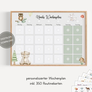 Plano semanal montessori para crianças personalizado "Animais da floresta" / plano de rotina para crianças / rotina diária / download digital para imprimir