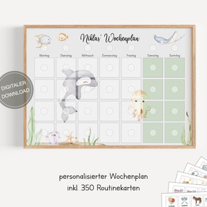Plano semanal montessori para crianças personalizado "Animais marinhos" / plano de rotina para crianças / rotina diária / download digital para imprimir