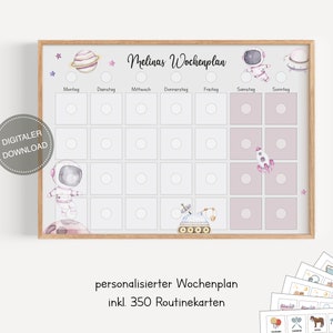 Plano semanal montessori para crianças personalizado "Espaço" / plano de rotina para crianças / rotina diária / download digital para imprimir