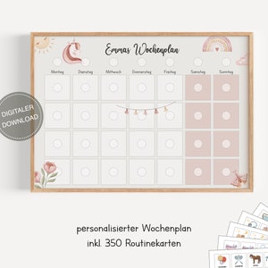 Plano semanal montessori para crianças personalizado "Boho" / plano de rotina para crianças / rotina diária / download digital para imprimir