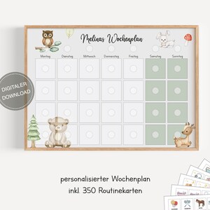 Plano semanal montessori para crianças personalizado "Animais da floresta" / plano de rotina para crianças / rotina diária / download digital para imprimir