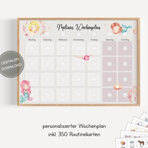 Plano semanal Montessori para crianças personalizado "Sereia" / Plano de rotina para crianças / Rotina diária / Download digital para imprimir