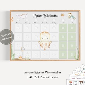 Plano semanal montessori para crianças personalizado "Animais marinhos" / plano de rotina para crianças / rotina diária / download digital para imprimir